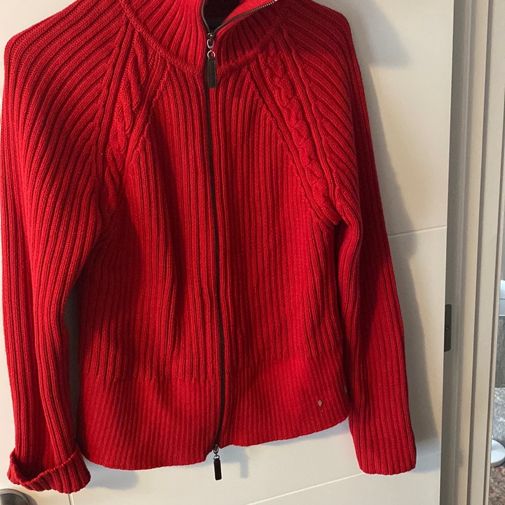 Red Vintage Part Two Ribbed Knit Cardigan 100% cotton